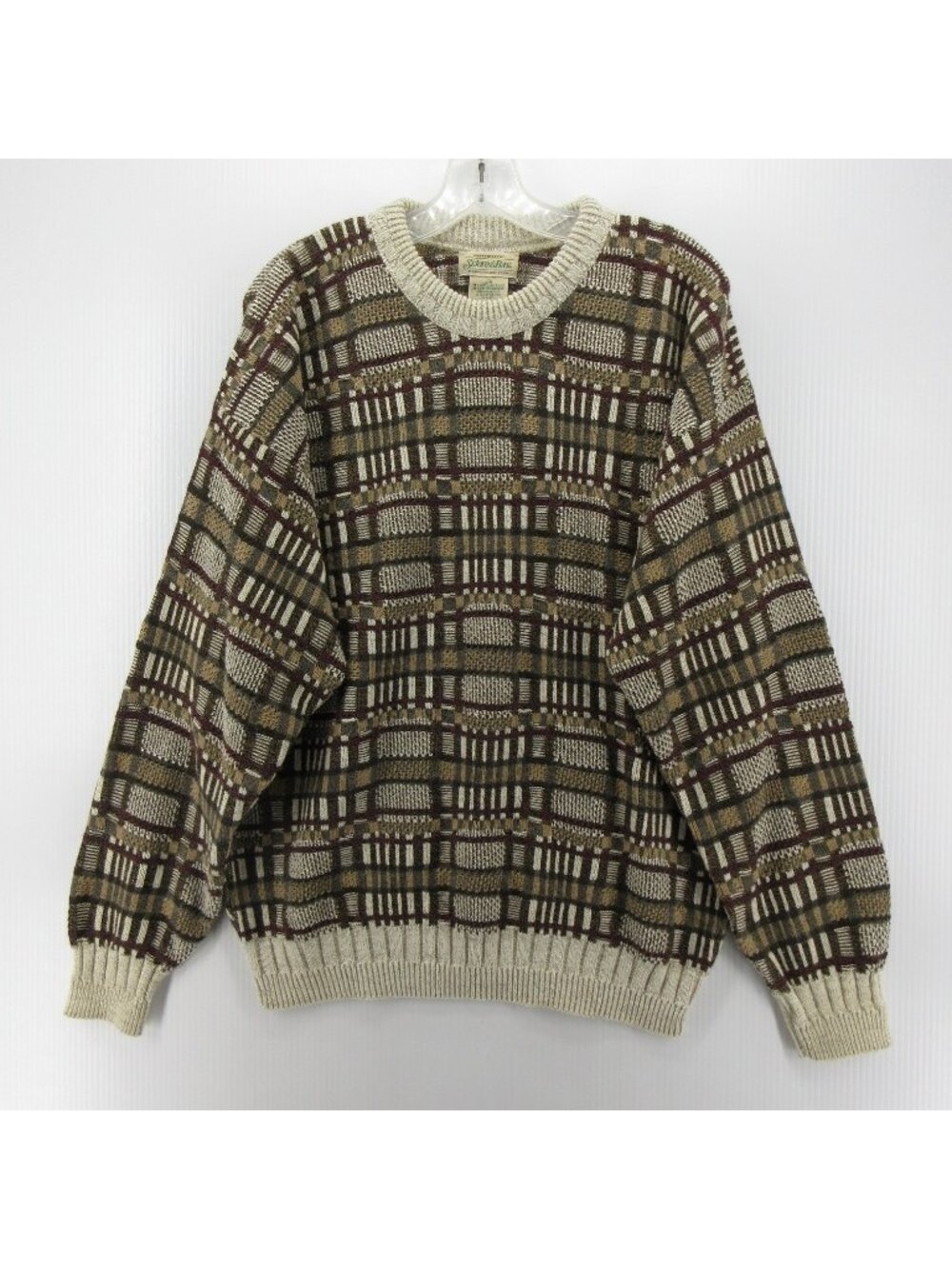VINTAGE St Johns Bay Sweater Large Pullover Geometric Textured Grandpa
